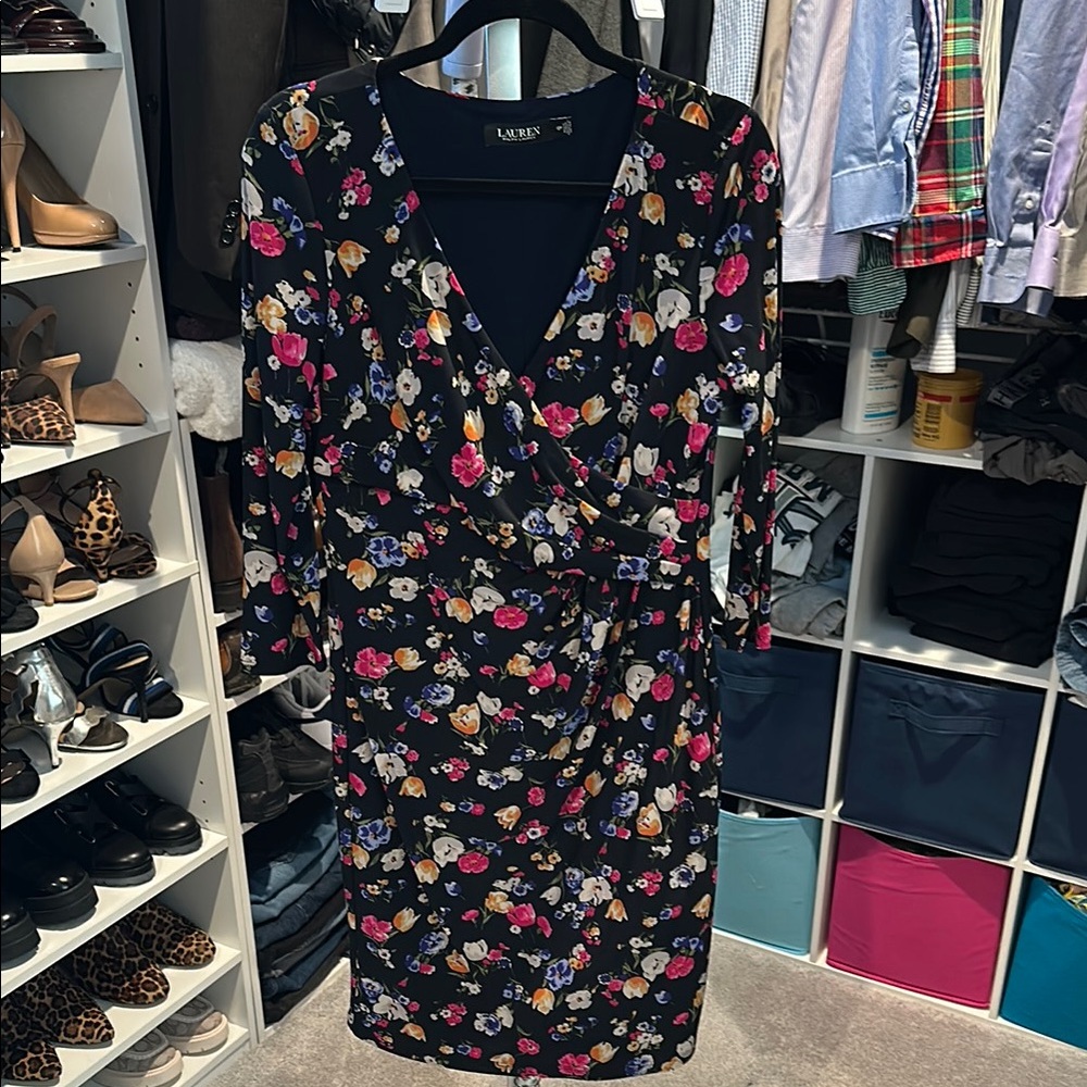 Floral Wrap Dress - Black Multicolor